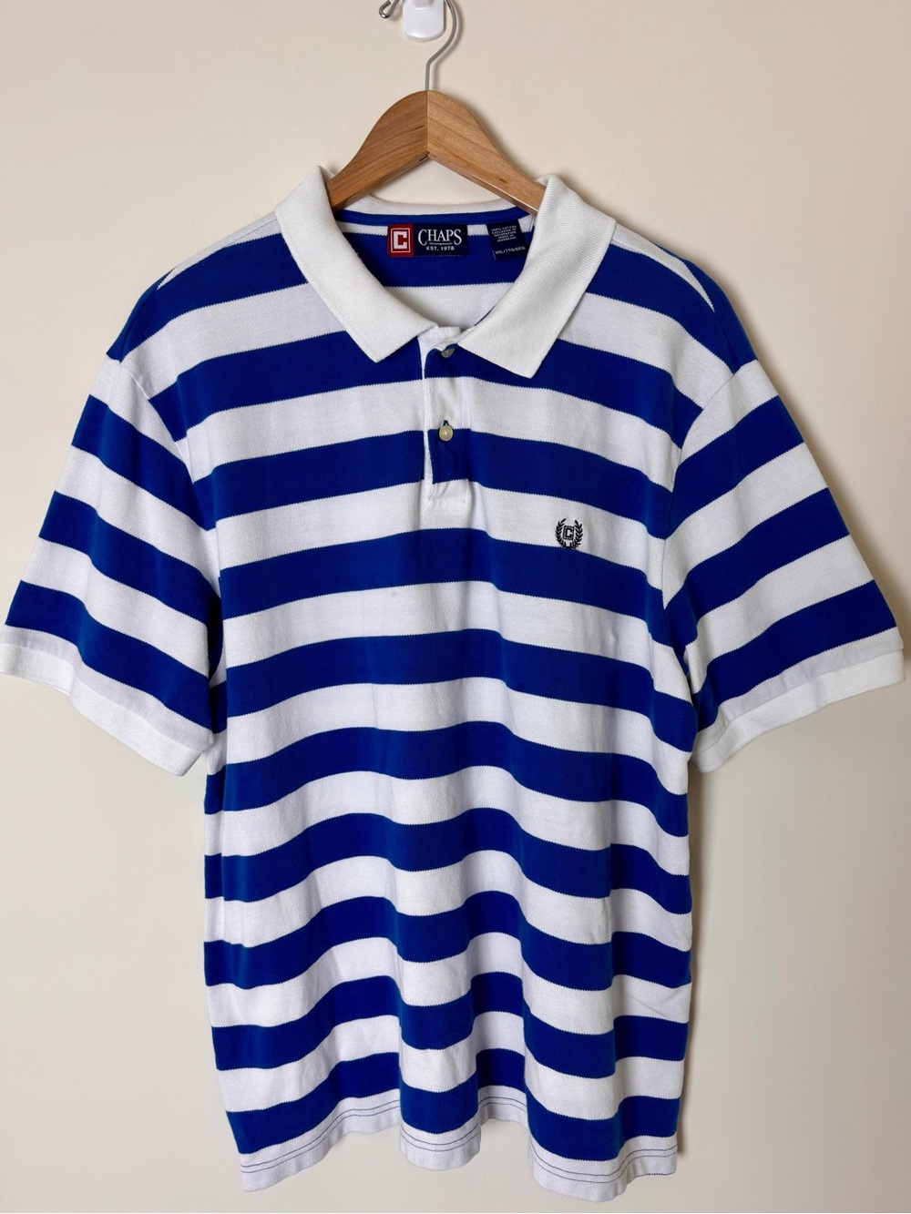 Chaps Blue and White Striped Polo Size XXL